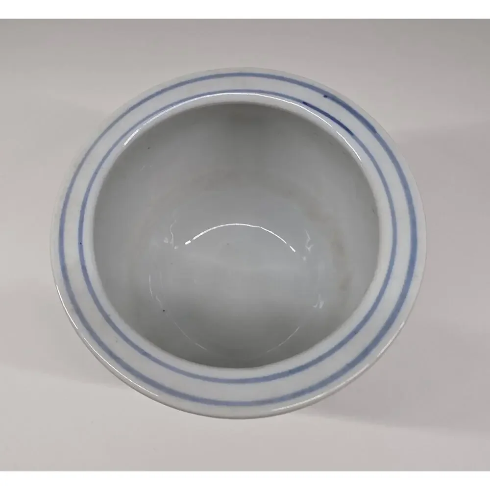 Blue White Floral Ceramic Cachepot Planter Jardiniere 5.25